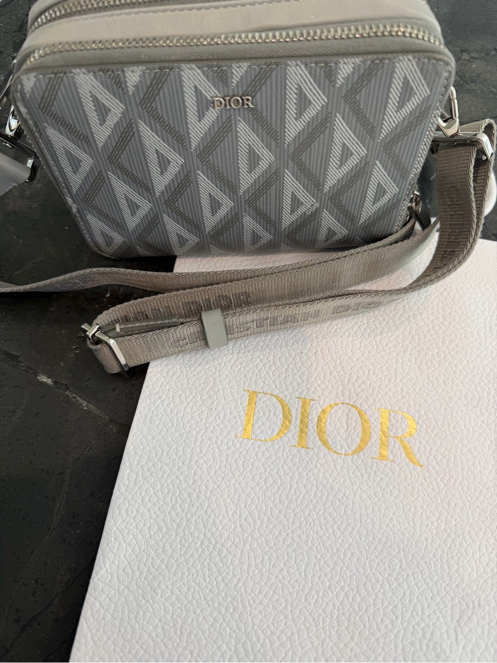 Dior Gray Geometric Crossbody Bag